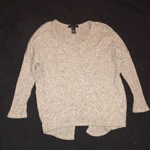 Heathered grey F21 sweater with open back detail